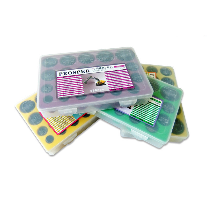 Boîte transparente Black NBR O-Ring Kit de réparation pour le climatiseur rouge jaune bleu Auto caoutchouc butyle