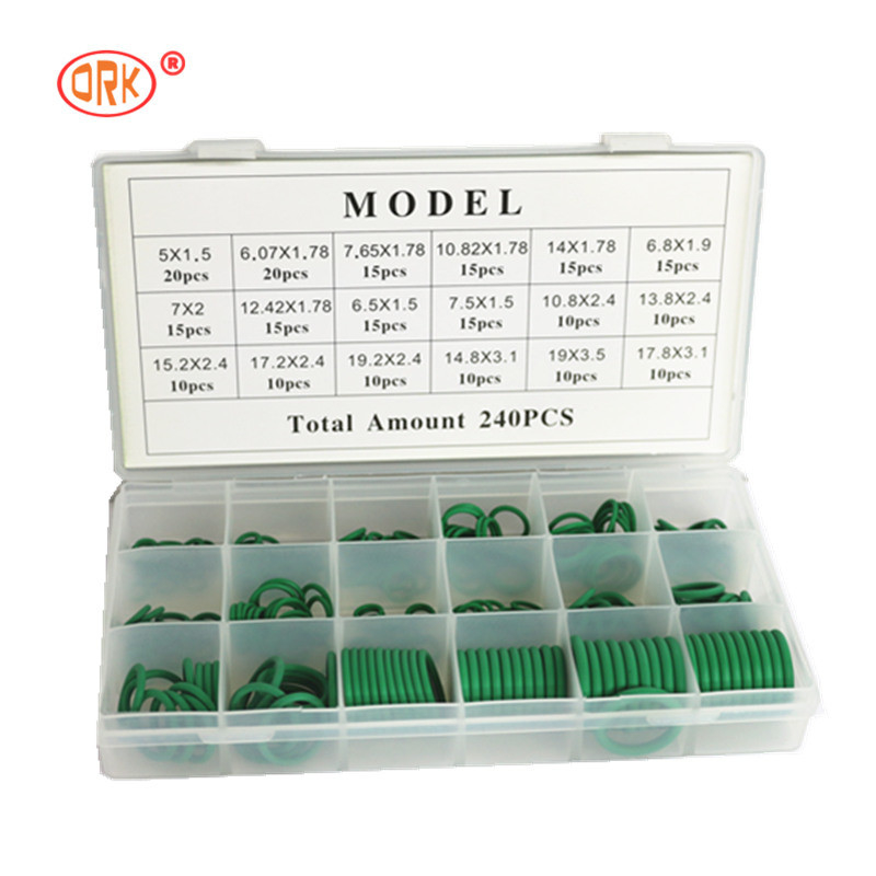 240pcs Green NBR voiture climatiseur O-Ring kits 16 tailles pour les joints de différentes tailles